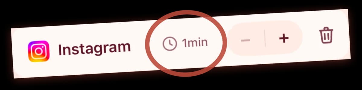 an app row with a minute limit, ready to be tuned