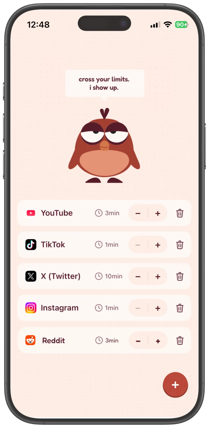 kokopi setup: the apps you watch, with per-app minute limits