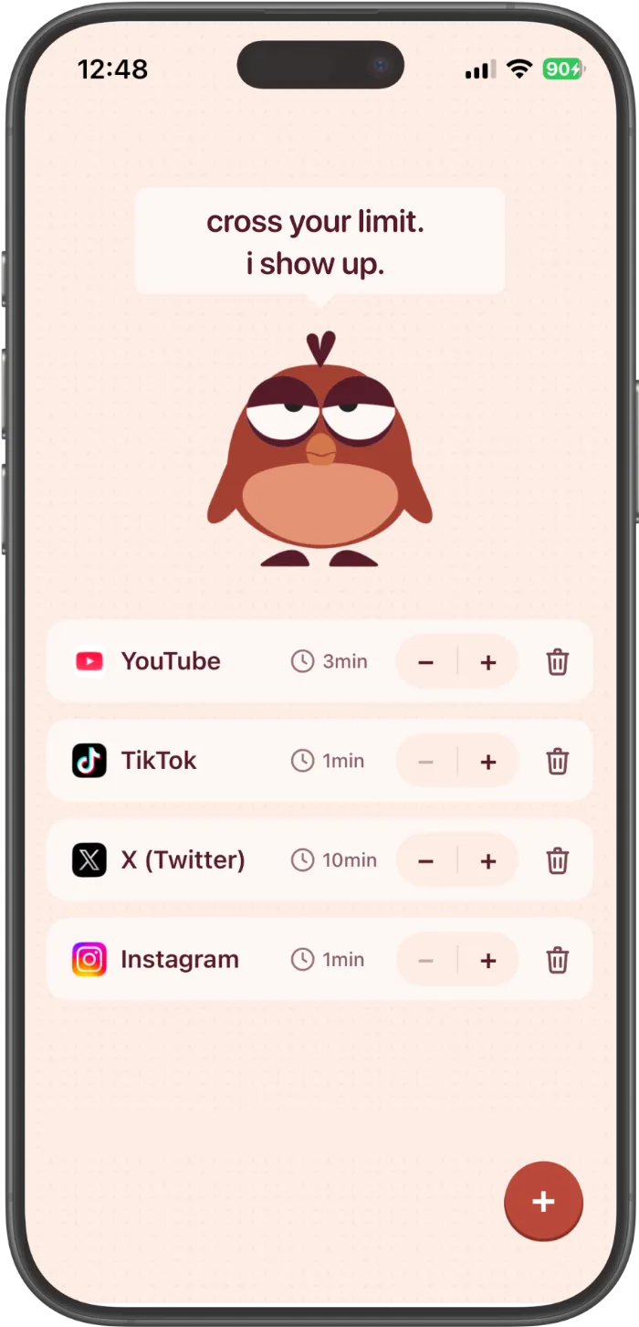 kokopi setup: the apps you watch, with per-app minute limits